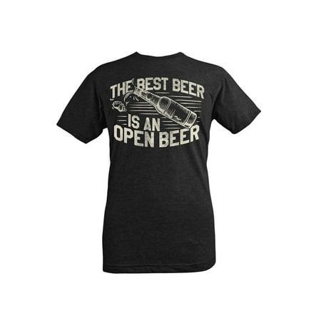 Unisex Adult Beer Humor T-Shirt - Best Beer is an Open Beer Funny Tee -