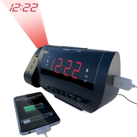 Best Alarm Clock Radio With Time Projection, USB Charger For smartphones & tablets, Large LED Digital Display, Battery Back Up and Dual Alarm For Heavy (Best Radio Clock 2019)