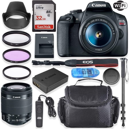 Canon EOS Rebel T7 DSLR  EF-S 18-55mm IS II Lens  32GB SanDisk Card  Camera Bag & Accessories