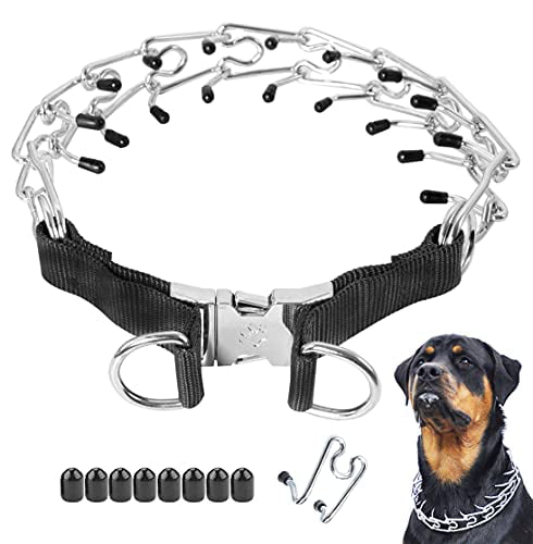 Mayerzon Dog Prong Training Collar Black Stainless Steel Choke Pinch Dog Collar with Comfort Tips Collar & Leash Set 