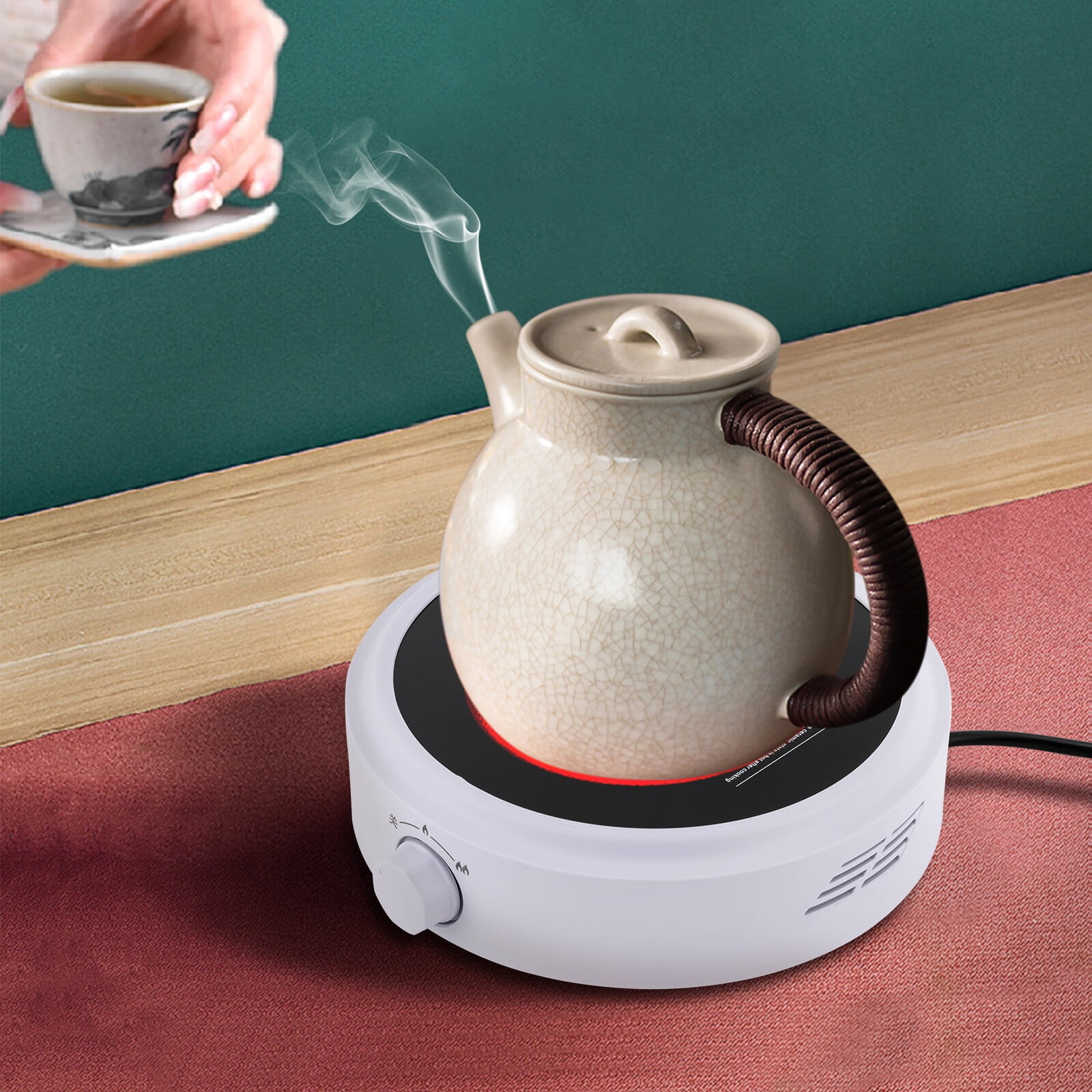 800W White Portable Electric Mini Stove Coffee Tea Water Hot Plate Boiling Stove 110V for Home, Office