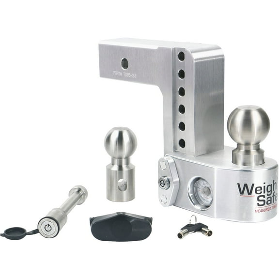 Weigh Safe Adjustable Trailer Hitch Ball Mount - 6" Drop Hitch for 2.5" Receiver w/ 2pc Keyed Alike Lock Set, Aluminum Trailer Hitch w/ Built in Weight Scale for Anti Sway, 18,500 lbs GTW