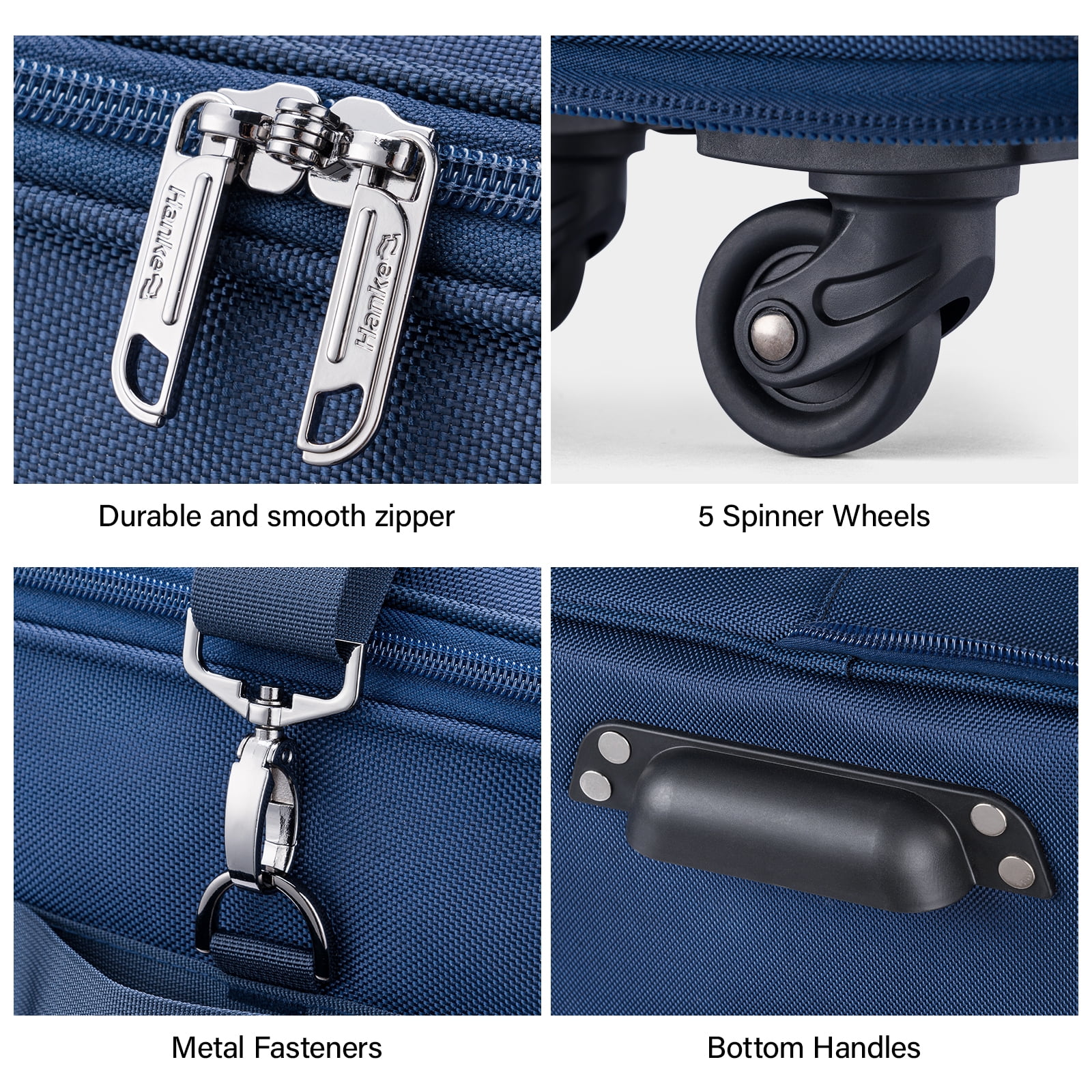 Hanke Suitcases with Wheels Expandable Foldable Luggage Bag Suitcase Collapsible Rolling Travel Bag Duffel Bag for Men Women Lightweight Suitcases,BLUE