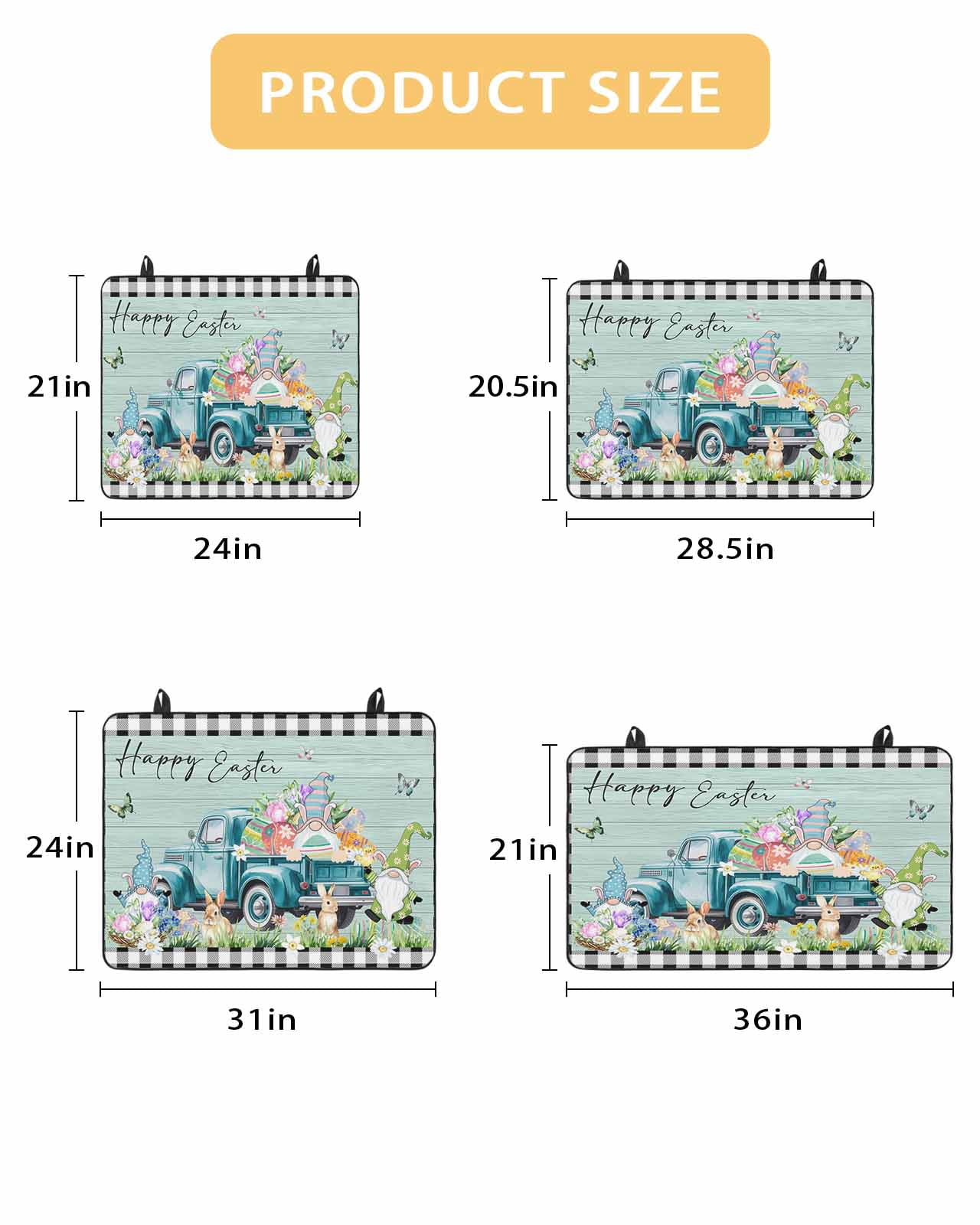 Large Induction Cooktop Protector Mat Easter Stove Top Covers for Electric Stove, Black Plaid Truck Eggs Bunny Spring Floral Gnomes Decorative Stove Burner Cover Mats, Glass Top Stove Cover