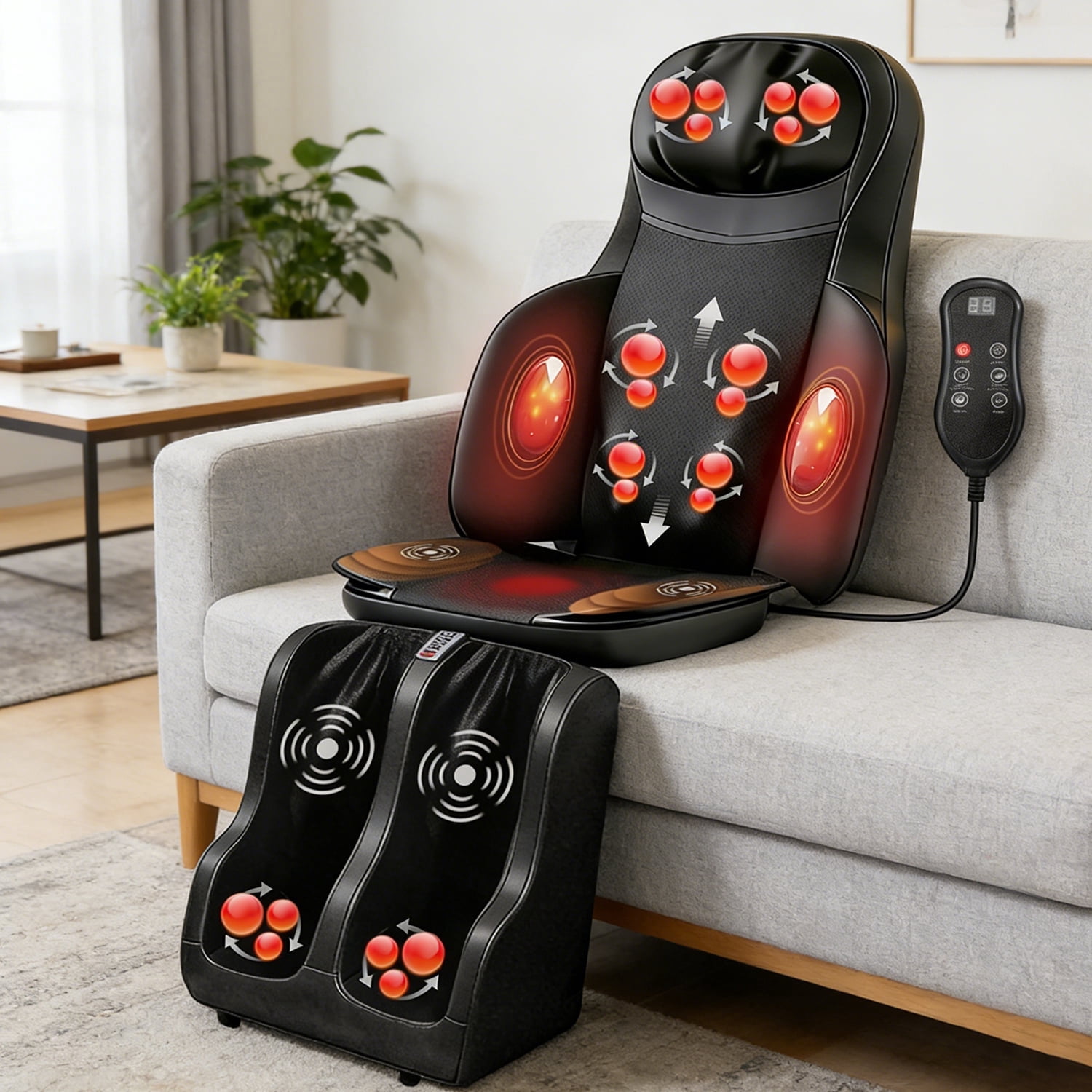Belmint Portable Vibration Back Massage Mat with Shiatsu Neck
