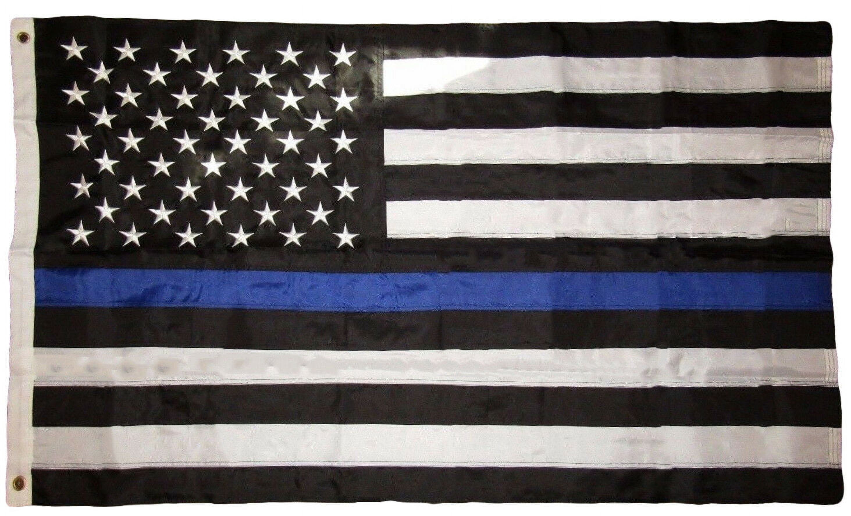 3X5 USA Thin Blue Line American Flag 3x5 Foot Flags, Embroidered Stars 210D