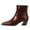 Coper Brown, variant on Women Comfortable Square Closed Toe Ankle Bootie Slant Low Chunky Block Heel Side Zipper Stretch Boots Date Street Shoes Size 9 Green