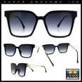 thumbnail image 2 of Womens Luxury Designer Inset Lens Metal Arm Horn Rim Plastic Fashion Sunglasses Black - Smoke, 2 of 8