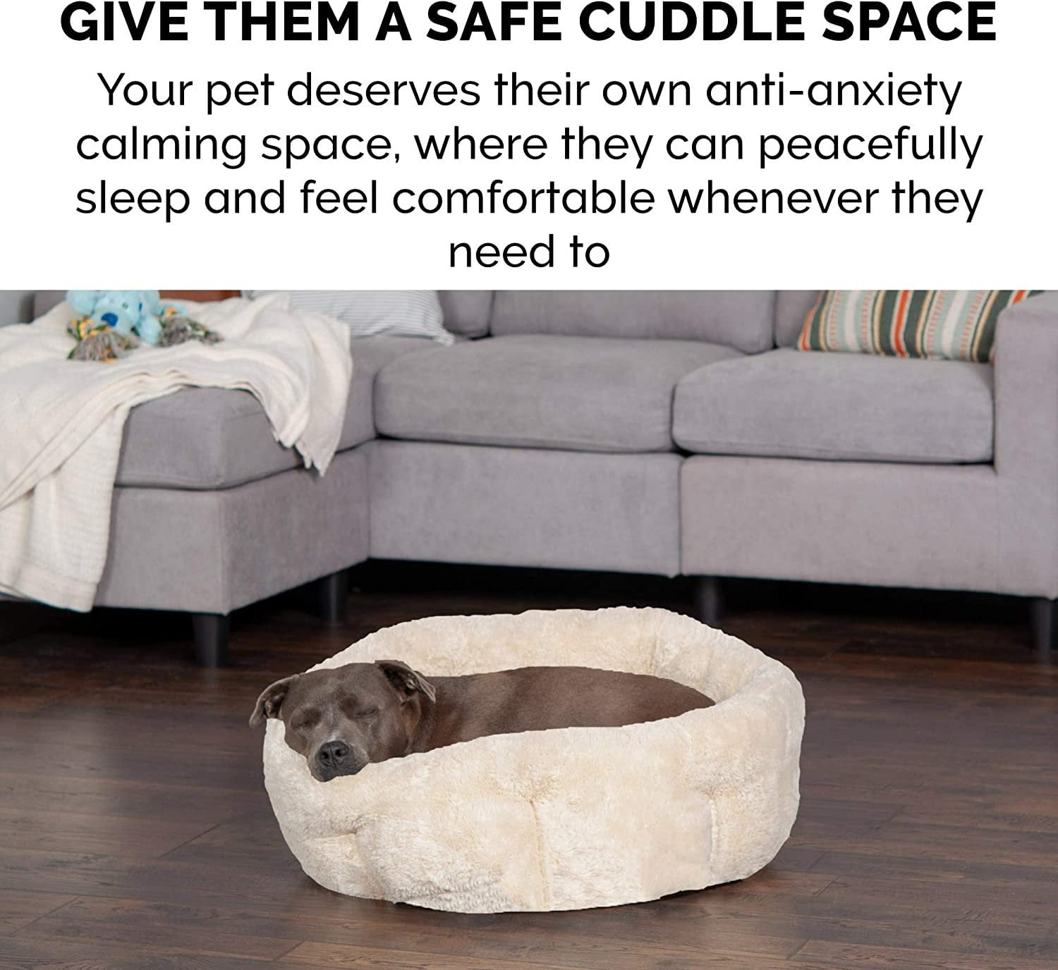 FurHaven Pet Products Luxury Faux Fur Warming Hi-Lo Cuddler Pet Bed - Cream, Small - 20"