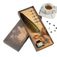 thumbnail image 2 of Kumdkd Creative Crown Pheasant Feather Pen Set, Glass Inkwell Calligraphy Pen with 24K Gold Plated Nib & 6 Ink Cartridges, Luxury Writing Gift Box, 2 of 2