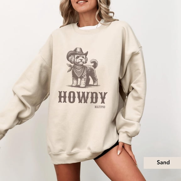 Howdy Maltipoo Sweatshirt, Maltipoo Shirt, Maltipoo Shirt, Maltipoo Owner, Cute Maltipoo Lover , Dog Cowboy Sweater Tshirt All Size S-5XL