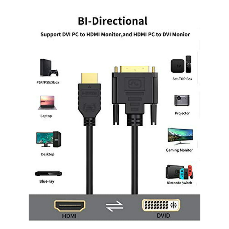 æg Spædbarn Philadelphia HDMI to DVI Cable CableCreation 0.5 Feet HDMI Male to DVI 24 1 Female  Adapter Cable Gold Plated HDTV to DVI Ca - Walmart.com