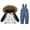 Blue, variant on XIMIN Baby Snowsuit 2 Piece Winter Thick Windproof Puffer Jacket Ski Suit Insulated Hooded Ski Jacket and Snow Pants with Hood Toddler Boys Girls Overalls