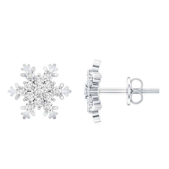 Rosec Jewels Snowflake Earrings for Women - Certified Moissanite Stud Earrings with Screw Back (D-VS1 Quality) - Ready to Gift, 925 Sterling Silver