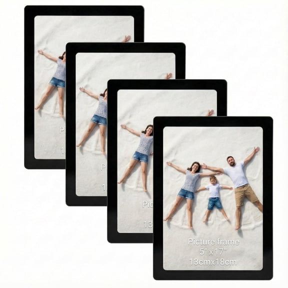 5x7 Picture Frame Set of 4, Black 5x7 Photo Frame for Tabletop or Wall Display