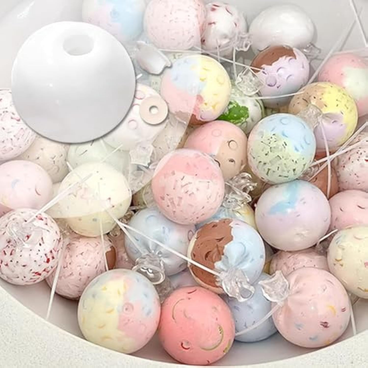 Milky Blank Skins Empty Stress Ball DIY Kit, 2025 New Blank Pressure Ball Skin DIY Kit, Vacuum Squishy Stress Ball DIY Kits with Empty Skin Base, Lid, Glue, Expander Tool for DIY Stress Balls