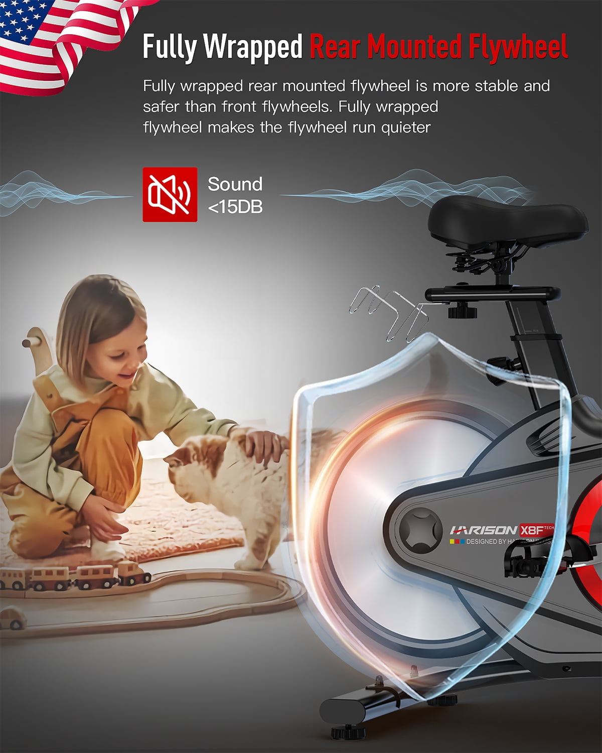 HARISON Semi-Commercial Exercise Bike with 36 Levels Resistance,  Workout Bike with 400 lb Capacity, Stationary bike with 2 in 1 LED Display for Resistance Control and Bluetooth