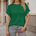 thumbnail image 2 of oqasdz Women's Sweaters Spring Fall New Round Neck Solid Color Short Sleeve Thin Lightweight Sweater Top Casual Comfort Soft, 2 of 5