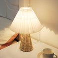 thumbnail image 7 of Bedside Table Lamp for Bedroom - 3 Way Dimmable Touch Lamp, Small Lamp Wood Base Nightstand Mini Lamp, Pleated Aesthetic Vintage Lamp for Living Room, Desk, LED Bulb Included, 7 of 7