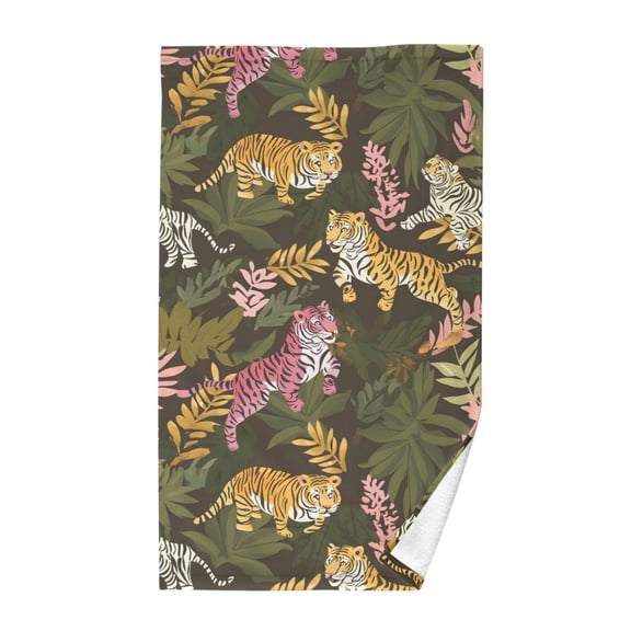 Tiger Pattern Hand Towel Cotton 16x28 in Soft Absorbent Quick Dry Bath Face Towel