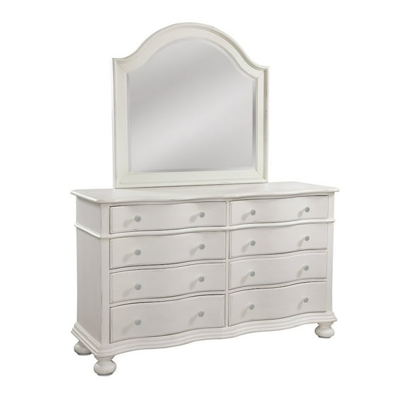 American Woodcrafters Rodanthe Dove White Wood Dresser and Mirror