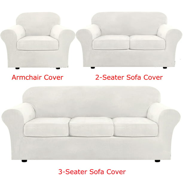 Mifxin Velvet Plush Sofa Covers Stretch, Sofa Covers With 2 Separate Cushion