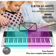 Mustar 61 Keys Electronic Keyboard Piano for Beginners with Stand, Headphones, Microphone (Gray)