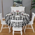 thumbnail image 2 of Black and White Geometric Boho Pattern Round Tablecloth 60"x60",Wrinkle Wipeable Table Cloth for Kitchen Dining Room Picnic Patio Party, 2 of 6
