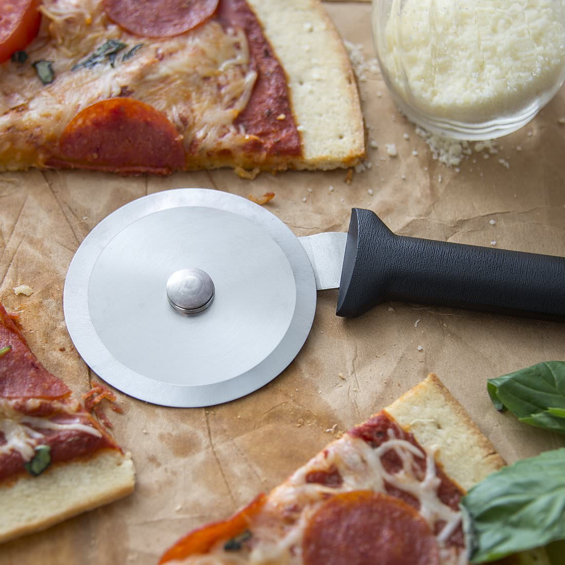 Rada Cutlery Pizza Cutter 3 Inch Stainless Steel Wheel With Aluminum Made  in the USA, Silver Handle