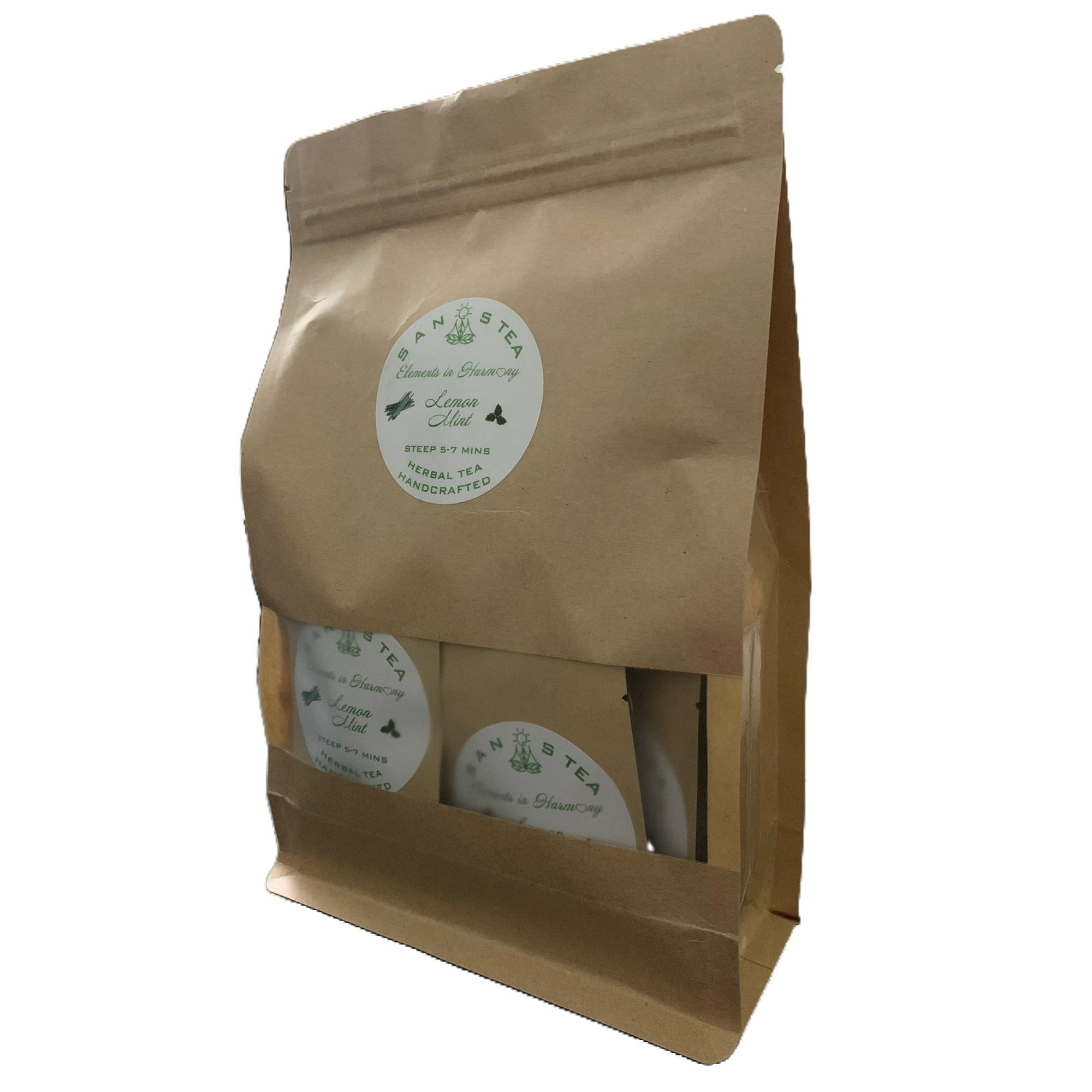 SanosTea New Improved Lemon Mint Premium Organic Herbal Tea, stress relief, relaxing, caffeine free tea - 30 Count