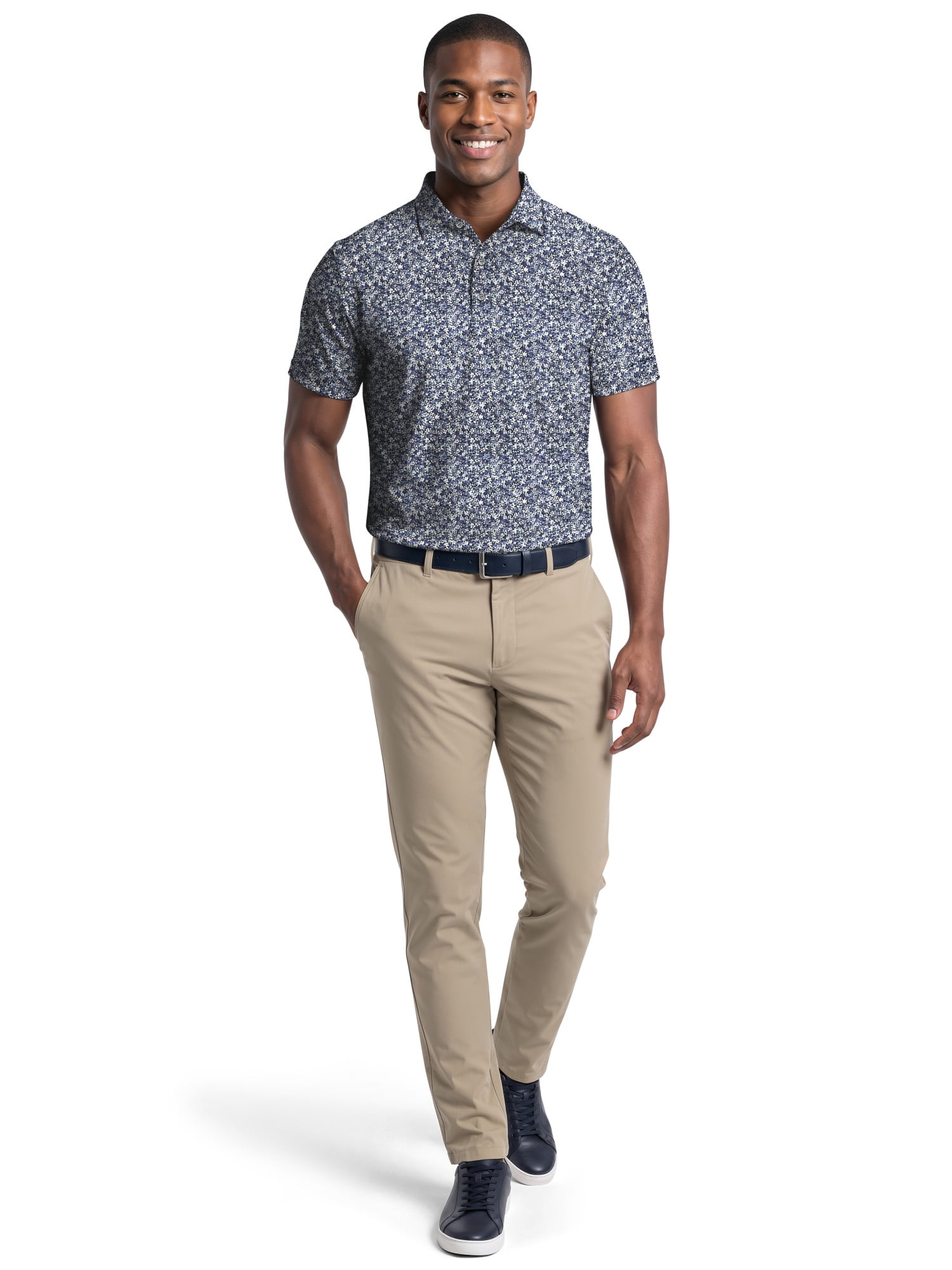 Ben Hogan Performance Men's & Big Men's Micro Floral Print Short Sleeve Polo Shirt, up to 5XB