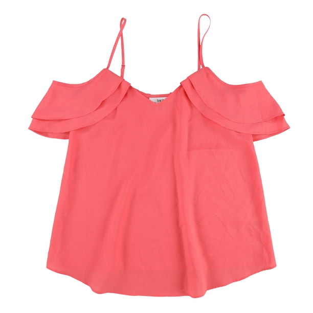 bar III Blusa de punto drapeado para mujer, rosa, XX-Small