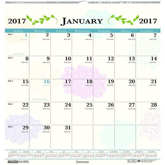 House of Doolittle 2017 Monthly Wall Calendar, Whimsical Floral, 12-Inchx12-Inch (HOD3841-17)