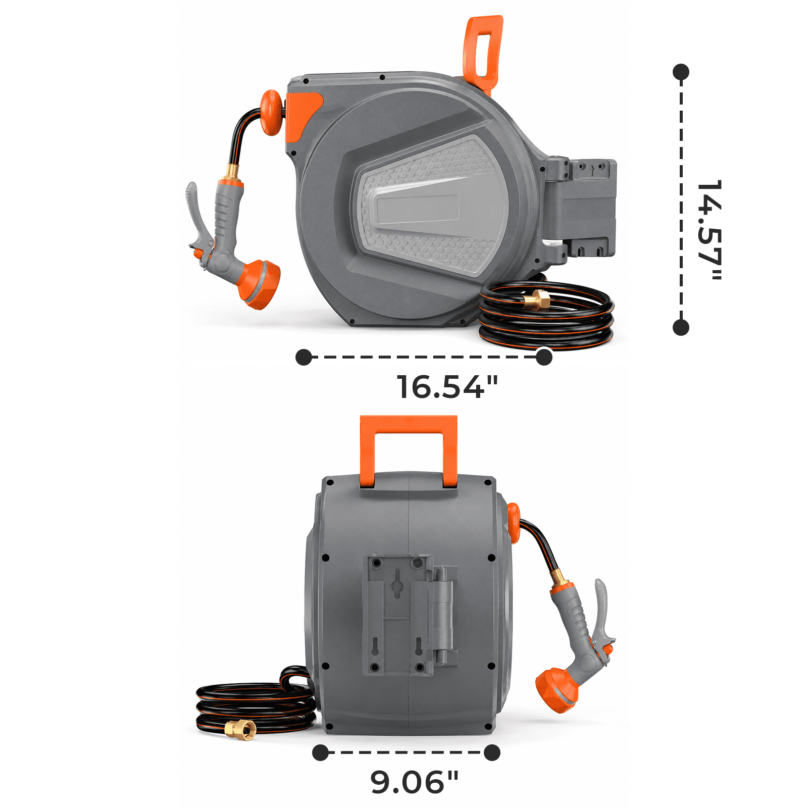 Alvantor Retractable Garden Hose Reel, 1/2" 65-130FT Wall Mount Light Grey, Ceiling/Wall Mount, 180° Swivel Mount