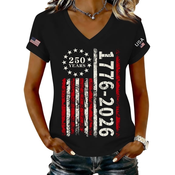 Trgacdwlo 1776-2026 250 Anniversary USA Shirts Flag Print Independence Day Womens Graphic Tshirt Commemorative Womens 4th of July Tops