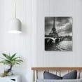 thumbnail image 4 of Shiartex Black and White Canvas Wall Art - Paris Eiffel Tower from Seine - France Cityscape Pictures Print on Canvas Modern Home Art Decor Stretched and Framed Ready to Hang - 16x20 in/12x16 in, 4 of 5