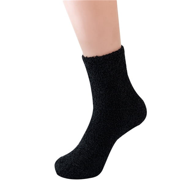 MIASHUI Men's Mid-Crew Socks Thermal Sleep Socks for Men Cozy Socks with Bottom C