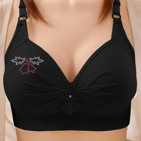 YEJIMAN Bras for Women Full Coverage Wireless Bras No Underwire Supportive Comfy Bra Plus Size Padded Bras  Black No Show Underwear For Women  Nylon Cotton Underwear For Women Seamless
