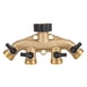 thumbnail image 2 of Válvula de bola de latón de vía, conector de grifo de 4 mangueras de latón de 3/4 pulgadas, divisor de válvula de vía, rendimiento sólido, 2 of 8