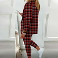 thumbnail image 4 of QUYUON Women Pant Suits 2 Pieces Business Casual Long Sleeve Collared Open Front Blazer Jacket Pocket Plaid Print Blazer and Pants Set Two Piece Outfits Q-Red M, 4 of 5