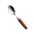 thumbnail image 1 of Zhuge Cuchara de postre con mango de madera retro, cuchara de postre para servir de acero inoxidable, cuchara de postre de madera, cubiertos de plata con mango marrón, 4 piezas, 1 of 4