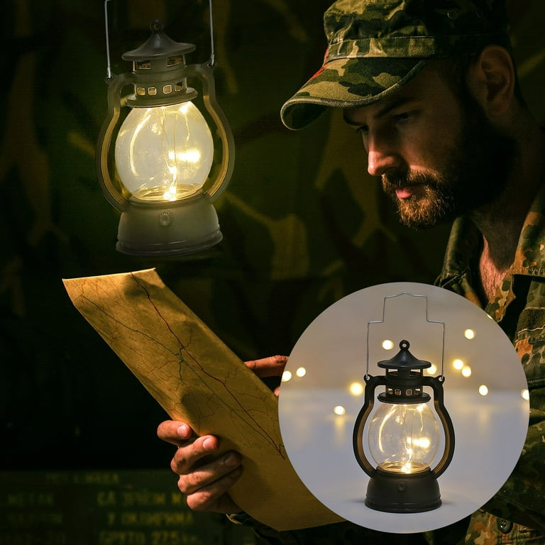 LED Retro Portable Lamp Outdoor Camping Lantern Dynamic Flame