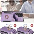 thumbnail image 5 of Allytech Galaxy S22 Ultra Case Wallet, RFID Blocking Multiple Cards Slots Ring Holder Stand Shockproof Protective Hand Wrist Wallet Case Cover for Samsung Galaxy S22 Ultra - Purple, 5 of 13