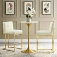 thumbnail image 2 of Bar Stool Chair Barstool, Set of 2, Velvet, Metal Steel, Gold Ivory White, Modern Contemporary Urban Design, Bar Pub Cafe Bistro Hotel Restaurant Hospitality, 2 of 4