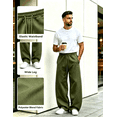 thumbnail image 3 of Chiccall Mens Fleece Sweatpants Super Loose Fit Elastic Waist Wide Leg Open Bottom Casual Fashion Baggy Pants with Pockets Orange S, 3 of 7