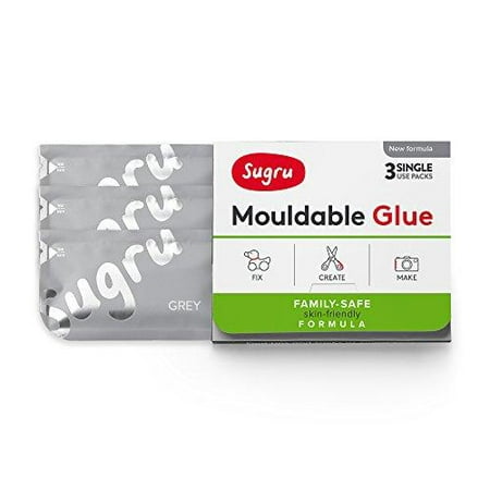 Sugru Mouldable Glue - Family-Safe | Skin-Friendly Formula- Grey (3-pack)