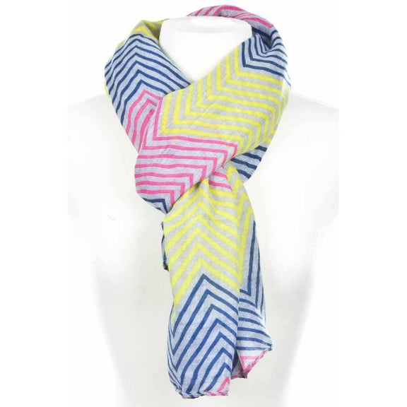 Womens Fashion Thin Line Chevron Scarf - Pink Yellow Blue