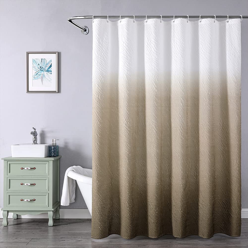 Textured Gradient Shower Curtain for Bathroom, 3D Embossed Ruffle