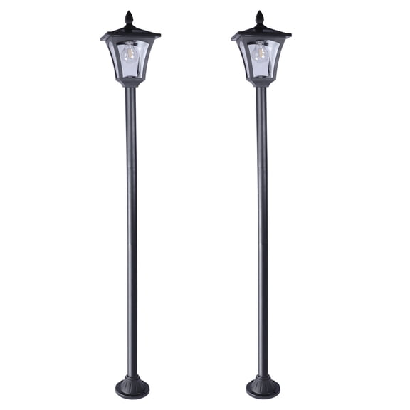 QISHENSHUI 2Pack 63in Waterproof Solar-Powered Street Post Light – Dusk to Dawn Sensor & Adjustable Height for Street, Yard & Driveway Lighting Needs