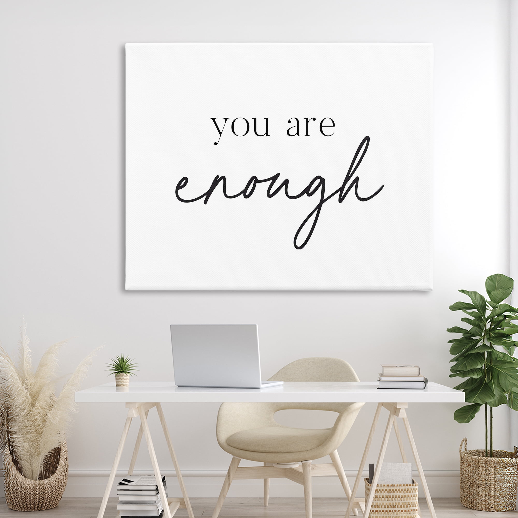 You Are Enough Sentiment Canvas Wall Art, design by Lettered and Lined